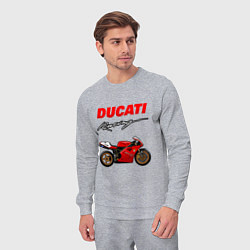 Костюм хлопковый мужской DUCATI ДУКАТИ MOTOSPORT, цвет: меланж — фото 2