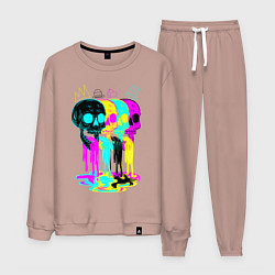 Костюм хлопковый мужской 4 ЧЕРЕПА SKULLS NEON, цвет: пыльно-розовый