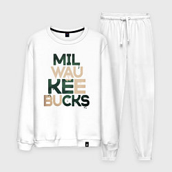 Костюм хлопковый мужской Milwaukee Bucks, цвет: белый