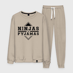 Костюм хлопковый мужской Ninjas In Pyjamas, цвет: миндальный
