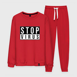 Костюм хлопковый мужской Stop Virus, цвет: красный