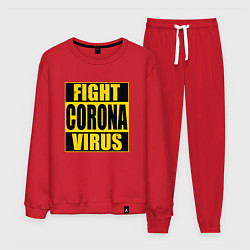 Костюм хлопковый мужской Fight Corona Virus, цвет: красный