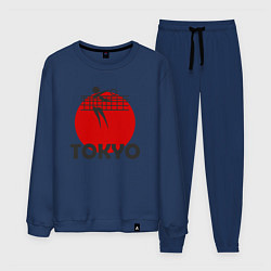 Костюм хлопковый мужской Волейбол - Токио, цвет: тёмно-синий