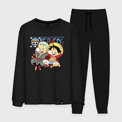 Костюм хлопковый мужской Малыши Зоро и Луффи One Piece, цвет: черный