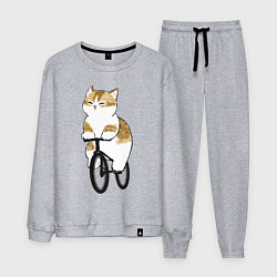 Костюм хлопковый мужской Котик на велосипеде, цвет: меланж