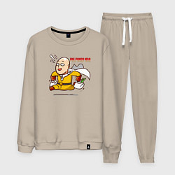 Мужской костюм Счастливый Сайтама с пакетами продуктов One Punch-