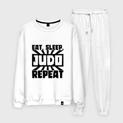 Костюм хлопковый мужской Eat, Sleep, Judo, Repeat, цвет: белый