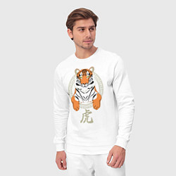 Костюм хлопковый мужской Тигр в раме, цвет: белый — фото 2