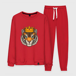 Костюм хлопковый мужской Тигр в короне Tiger in the crown, цвет: красный