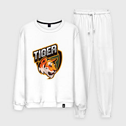 Костюм хлопковый мужской Тигр Tiger логотип, цвет: белый