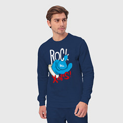 Костюм хлопковый мужской Blue mittens Rock this xmas, цвет: тёмно-синий — фото 2