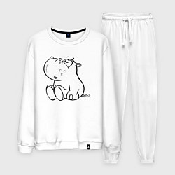 Костюм хлопковый мужской Бегемотик детский cotton theme, цвет: белый