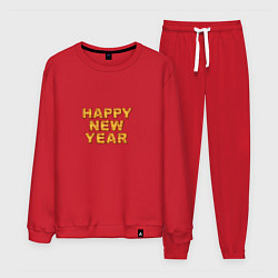 Костюм хлопковый мужской С Новым Годом золотыми буквами, цвет: красный