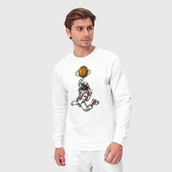 Костюм хлопковый мужской Космический баскетболист, цвет: белый — фото 2
