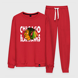 Костюм хлопковый мужской Чикаго Блэкхокс, Chicago Blackhawks, цвет: красный