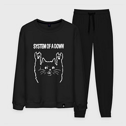 Костюм хлопковый мужской System of a Down Рок кот, цвет: черный