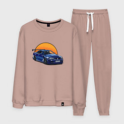 Костюм хлопковый мужской Ниссан gtr 2022, цвет: пыльно-розовый