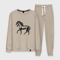 Костюм хлопковый мужской Мустанг Лошадь, цвет: миндальный