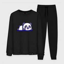 Костюм хлопковый мужской Милашка панда Cutie panda, цвет: черный