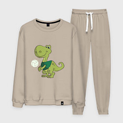 Костюм хлопковый мужской Volleyball Dinosaur, цвет: миндальный