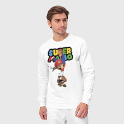 Костюм хлопковый мужской Mario and Goomba Super Mario, цвет: белый — фото 2