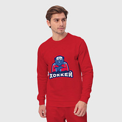 Костюм хлопковый мужской Россия - Хоккей, цвет: красный — фото 2
