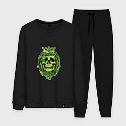 Костюм хлопковый мужской Green Skull, цвет: черный