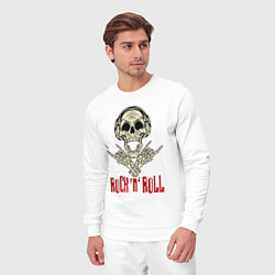 Костюм хлопковый мужской Rock n Roll Skull, цвет: белый — фото 2