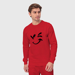 Костюм хлопковый мужской Подмигивающий смайлик Граффити, цвет: красный — фото 2