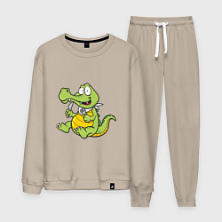 Костюм хлопковый мужской Hungry Crocodile, цвет: миндальный