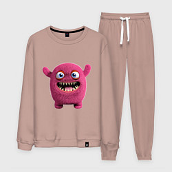 Костюм хлопковый мужской FLUFFY COLORED MONSTER, цвет: пыльно-розовый