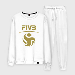 Костюм хлопковый мужской FIVB ВОЛЕЙБОЛ ЛОГО, цвет: белый