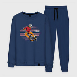 Костюм хлопковый мужской Велосипедист - экстрим, цвет: тёмно-синий