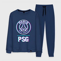 Костюм хлопковый мужской PSG FC в стиле Glitch, цвет: тёмно-синий