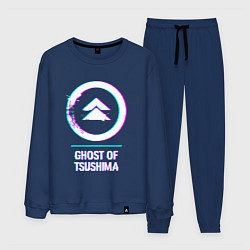 Костюм хлопковый мужской Ghost of Tsushima в стиле Glitch Баги Графики, цвет: тёмно-синий