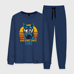 Костюм хлопковый мужской Потрясающе котэ с 1982 года, цвет: тёмно-синий