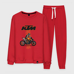 Костюм хлопковый мужской KTM Moto theme, цвет: красный