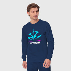 Костюм хлопковый мужской Символ Hitman в неоновых цветах, цвет: тёмно-синий — фото 2