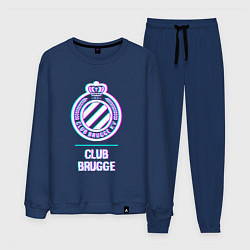 Костюм хлопковый мужской Club Brugge FC в стиле Glitch, цвет: тёмно-синий