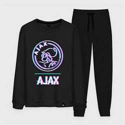 Костюм хлопковый мужской Ajax FC в стиле glitch, цвет: черный