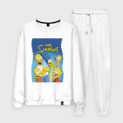 Костюм хлопковый мужской Семейка Симпсонов - Гомер, Мардж и их отпрыски, цвет: белый