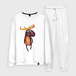 Костюм хлопковый мужской Прикольный лосяш, цвет: белый