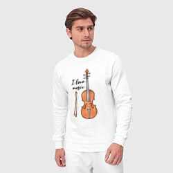 Костюм хлопковый мужской Я люблю скрипку, цвет: белый — фото 2