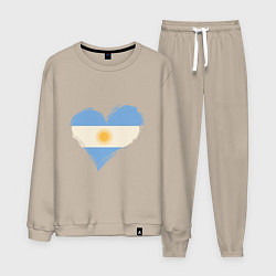 Костюм хлопковый мужской Сердце - Аргентина, цвет: миндальный