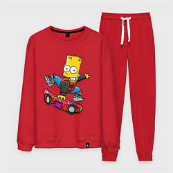 Костюм хлопковый мужской Барт Симпсон - крутой скейтбордист, цвет: красный