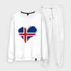Костюм хлопковый мужской Сердце - Исландия, цвет: белый