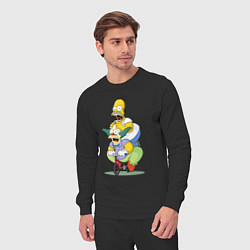 Костюм хлопковый мужской Гомер Симпсон и Клоун Красти едут на детском велос, цвет: черный — фото 2