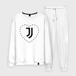 Костюм хлопковый мужской Лого Juventus в сердечке, цвет: белый