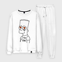 Костюм хлопковый мужской Im fine - Bart Simpson, цвет: белый