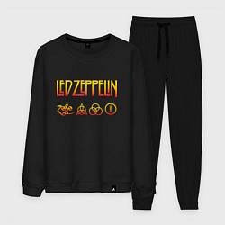 Костюм хлопковый мужской Led Zeppelin - logotype, цвет: черный